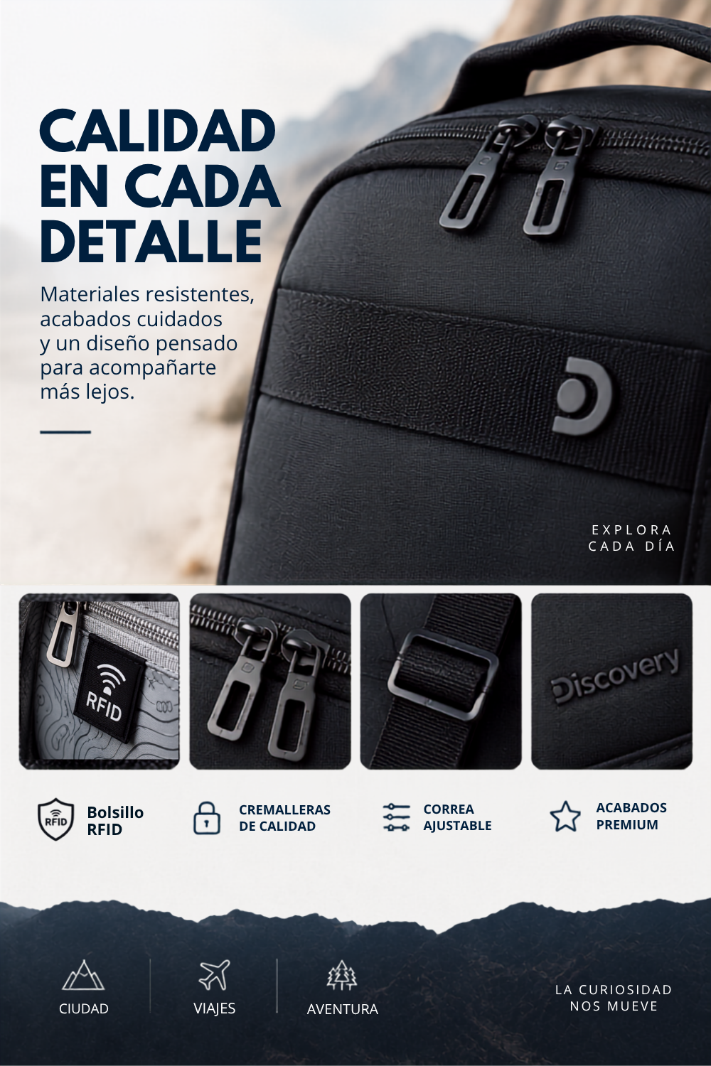 Bandolera Downtown con RFID | Tablet 10" | 27x22x12 cm | 7L