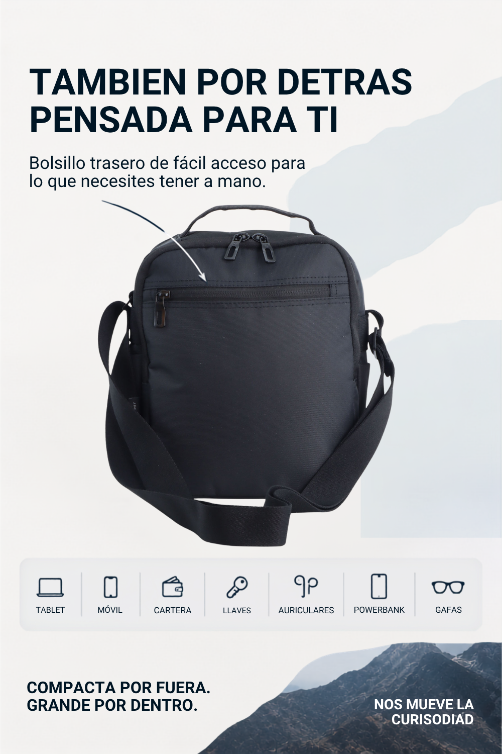 Bandolera Downtown con RFID | Tablet 10" | 27x22x12 cm | 7L