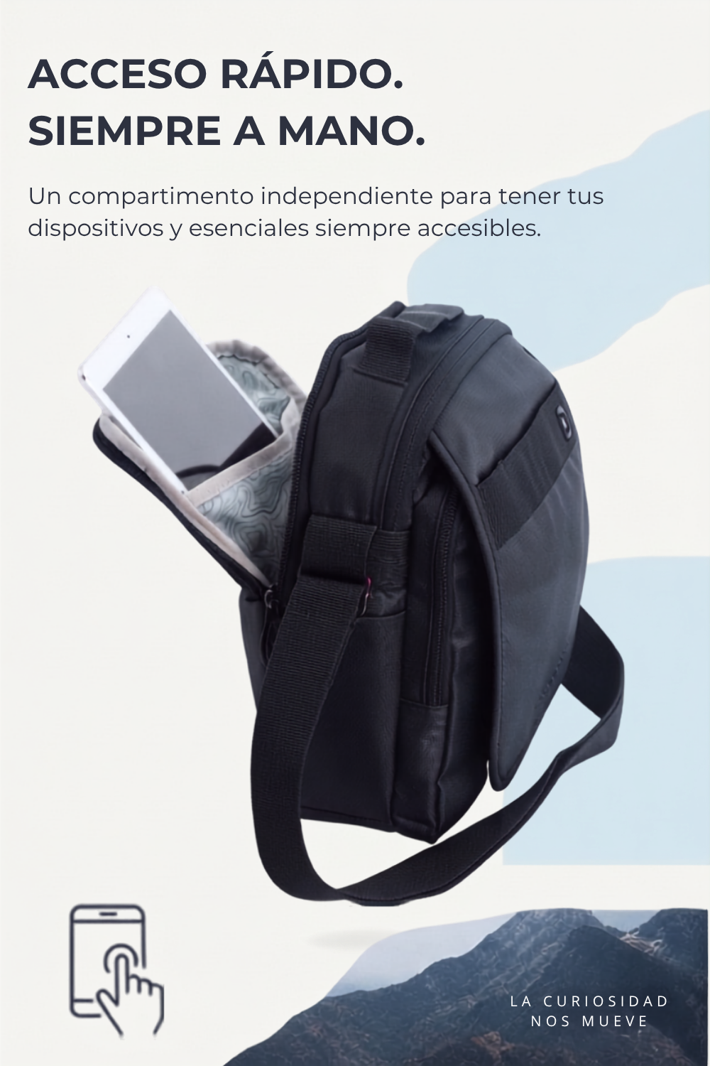Bandolera Downtown con RFID | Tablet 10" | 27x22x12 cm | 7L