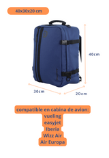 Andes Mochila de Cabina  - Portátil 15''| 40x30x20 cm| 0,63 Kg |24L