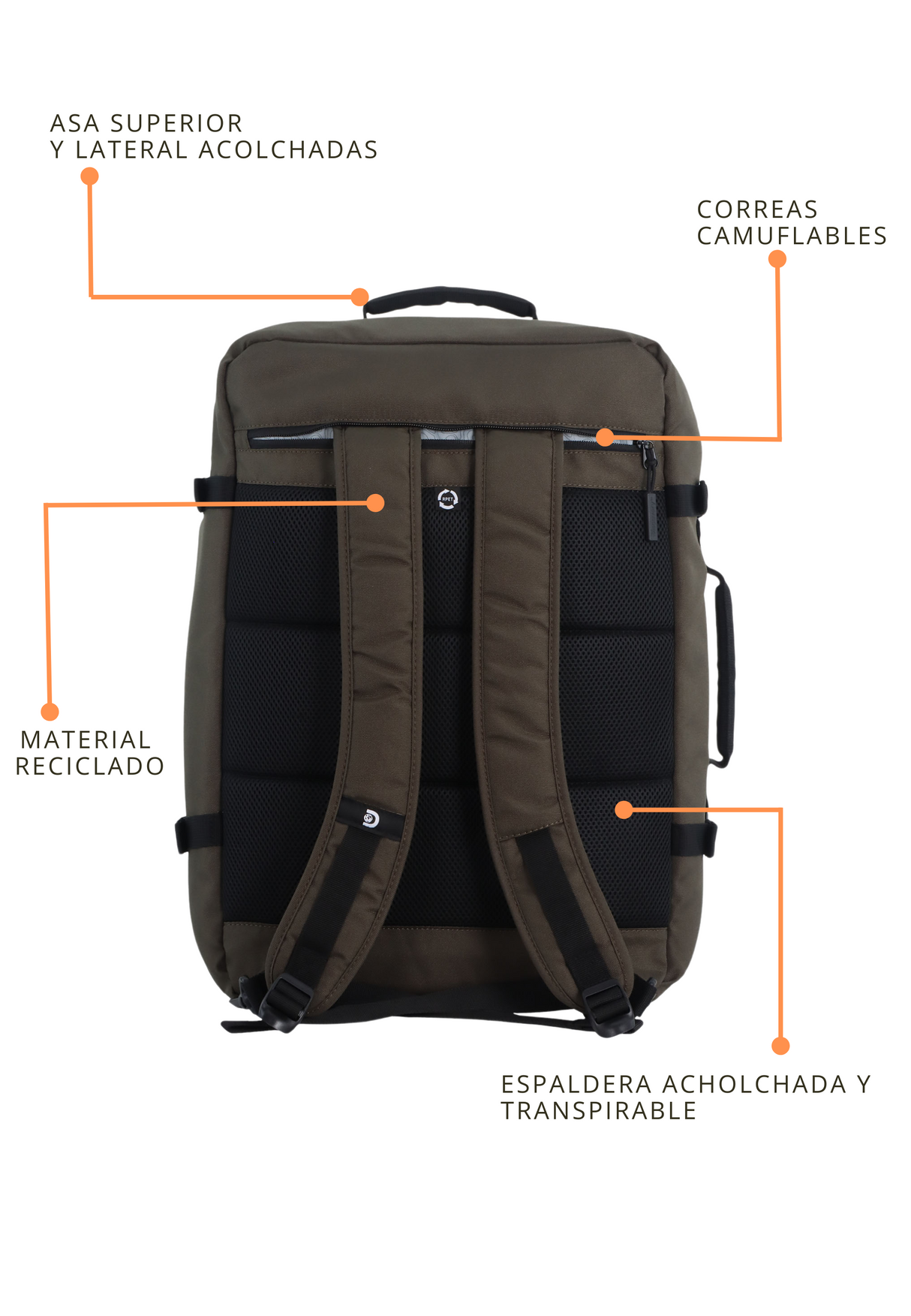 Andes Mochila de Viaje  - Portátil 17''| 52x37x20 cm| 1,07 Kg |38L