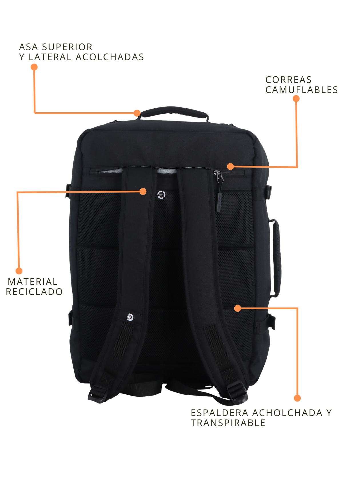 Andes Mochila de Viaje  - Portátil 17''| 52x37x20 cm| 1,07 Kg |38L
