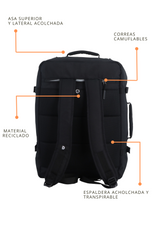 Andes Mochila de Cabina  - Portátil 15''| 40x30x20 cm| 0,63 Kg |24L
