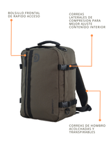 Andes Mochila de Cabina  - Portátil 15''| 40x30x20 cm| 0,63 Kg |24L